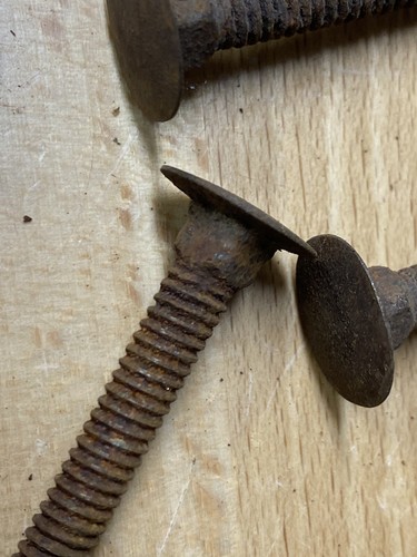 (6) VINTAGE Reclaimed Rusty Flat Carriage Bolts 2" x 1/4" C Antique Restore - Picture 4 of 5