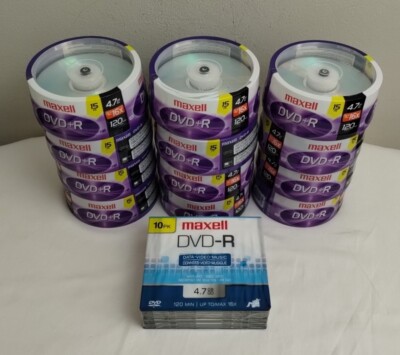 Maxell Lot Of 13 New Sealed Blank DVD-R Packs 4.7GB 16X 120 Minutes 190 CD's