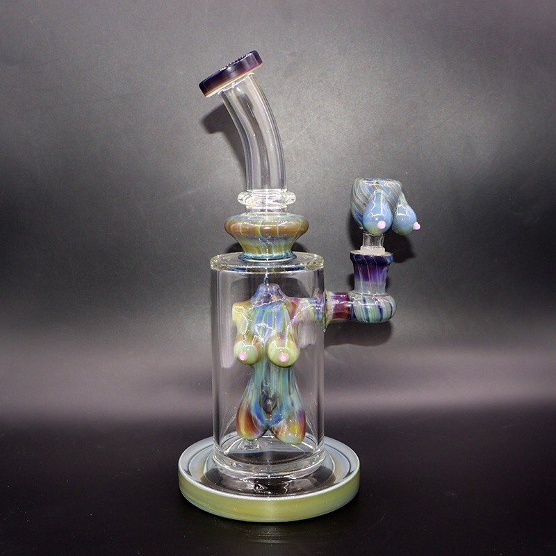 10" Beauty Glass Water Pipe Blue Percolator Bong Smoking Hookah Bubbler W/Bowl