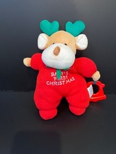 9" Carters My First Christmas Reindeer Rattle Teether Red Thermal Plush Stuffed