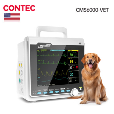 CMS6000VET Veterinary Monitor 8'' TFT Color LCD EKG, RESP, SpO2, PR, NIBP TEMP