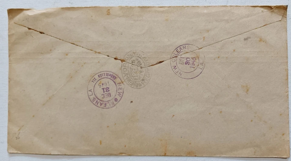 1945 Estrella Quito Ecuador FDC Air Mail to New Orleans, LA "Veinte Centavos" - Image 3 of 4