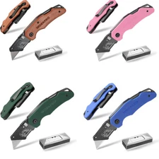 WORKPRO Folding Utility Knife G10 Handle with Stainless Steel Head 10PC Blades