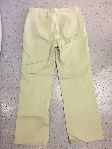 CHRISTOPHER & BANKS Green Pants Sz 12 Stretch Floral Embroidery Detail (B319) - Picture 4 of 5