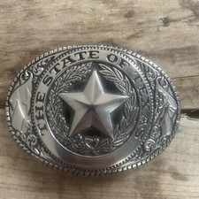 THE STATE OF TEXAS  COMMEMORATIVE CHROME BELT BUCKLE