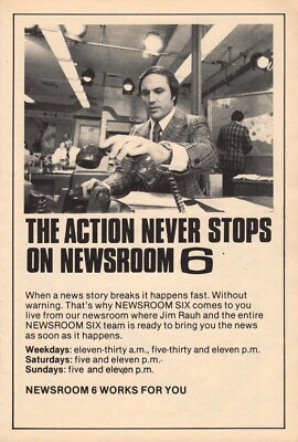 1975 KOIN PORTLAND,OREGON TV NEWS AD / JIM RAUH REPORTER on NEWSROOM 6 ...