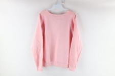 Vtg 80s Streetwear Womens Large Distressed Blank Crewneck Sweatshirt Pink USA