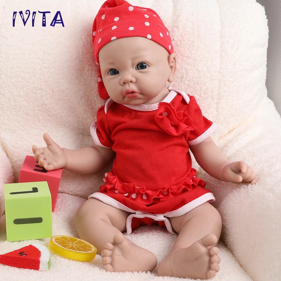 IVITA 17" Lifelike Girl Newborn Reborn Baby Full Body Silicone Doll Xmas Gifts - Image 2 of 4