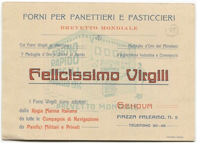 GENOA, ADVERTISING CARD, VERY HAPPY VIRGILI, BAKER'S OVENS