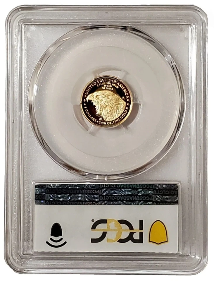 2021-W 1/10 Oz GOLD $5 AMERICAN EAGLE Type 2 PCGS PR69DCAM Gold Shield Coin. - Image 2 of 4