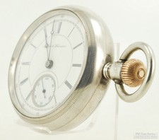 Hampden vintage pocket watch, 18 size, 17 jewels, Fahys No. 1 coin silver case