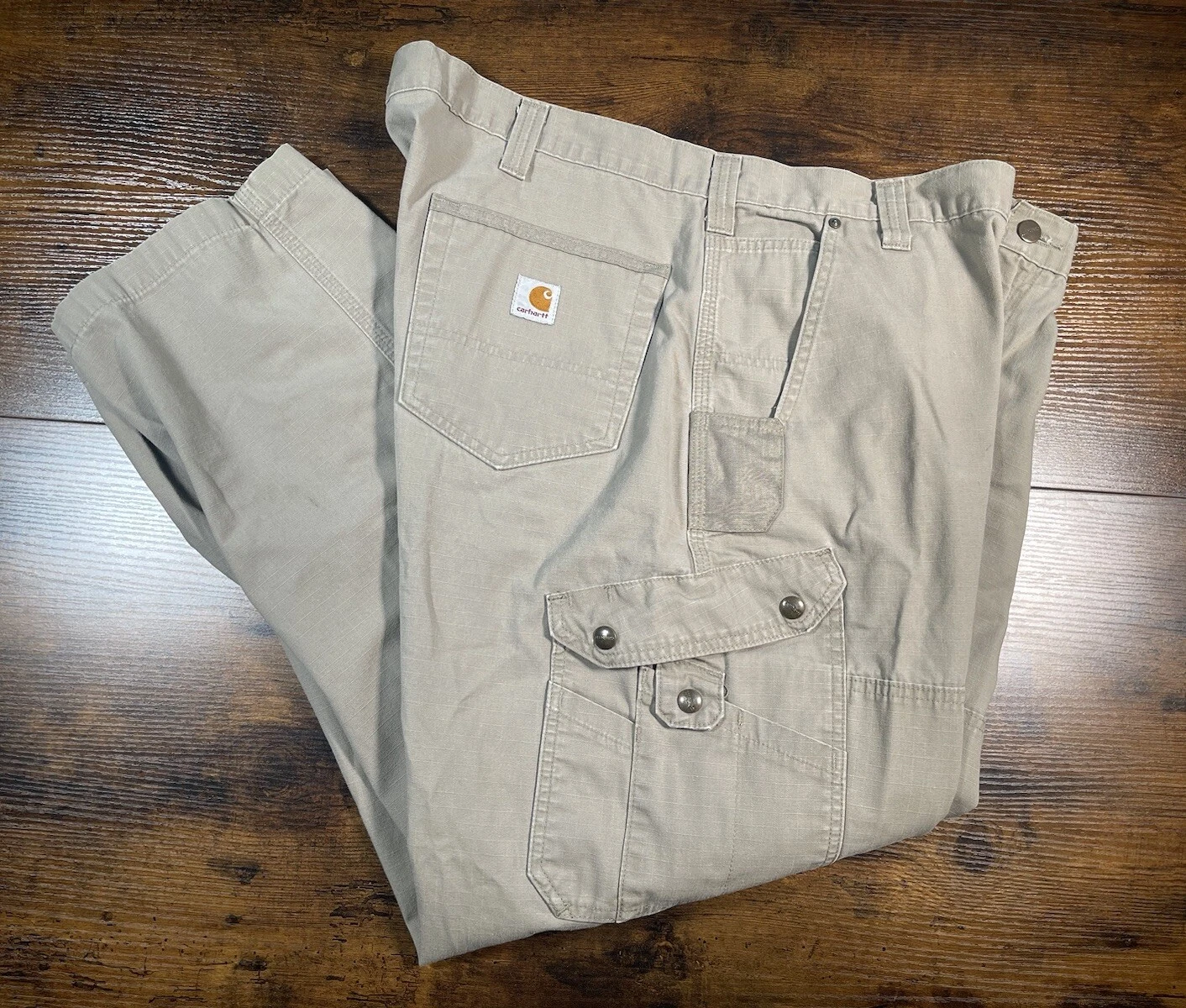 Carhartt Men's Carpenter Cargo Pants Relaxed Fit 42x30 Beige Khaki B342-DES