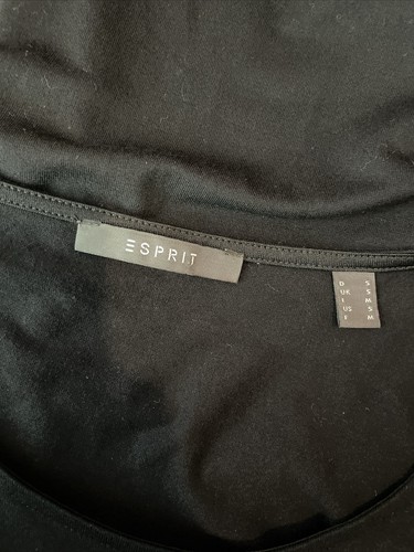 Womens Esprit Uk Small Black Sequin Front Short Sleeve Casual Jersey Blouse Top - Picture 4 of 5