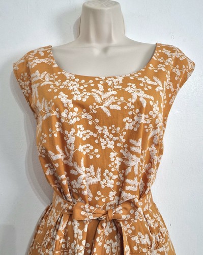 Seasalt Size 24 RRP £70 BNWT Yellow/White Floral Pattern Midi Dress Pockets - Picture 20 of 23
