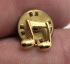 Vtg Lapel Pinback Hat Pin Solid Gold Tone Half Notes Small Music Notes