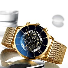 GINEBRA Militar Hombre Acero Inoxidable Reloj Pulsera Informal Fecha Analógico Cuarzo Reloj
