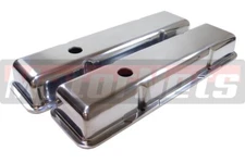 Polish Aluminum Small Block Chevy SBC Valve Covers Smooth plain Short 283-350