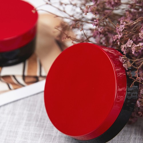 Round Cream Box Makeup Foundation Box with Mirror Red Pressed Powder Box - Picture 3 of 9