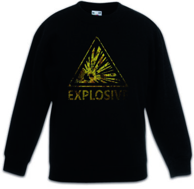 CAUTION EXPLOSIVE VINTAGE LOGO SIGN Kinder Pullover Explosion TNT Bomb Bombe