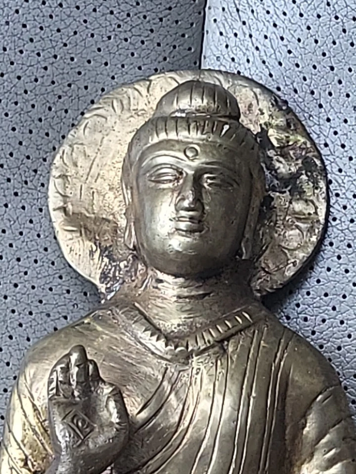 Antique Chinese Tibetan Buddhism gilt bronze Maitreya Buddha Figure,Statue - Image 3 of 4