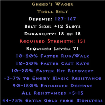   PC XBOX  LADDER All UniqUe Belts Diablo 2 Resurrected Items D2R & NON LADDER