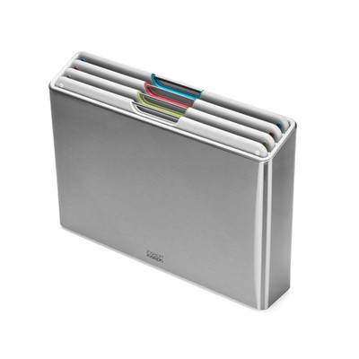 Folio Steel 4-piece Cutting Board Set with Steel Case (Light Stone)
