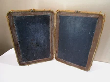 Antique Child's Folding Slate Primitive Chalkboard w/felt & twine trim