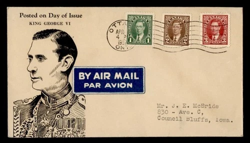 DR WHO 1937 CANADA FDC KGVI CORONATION COMBO OTTAWA ONT M78899