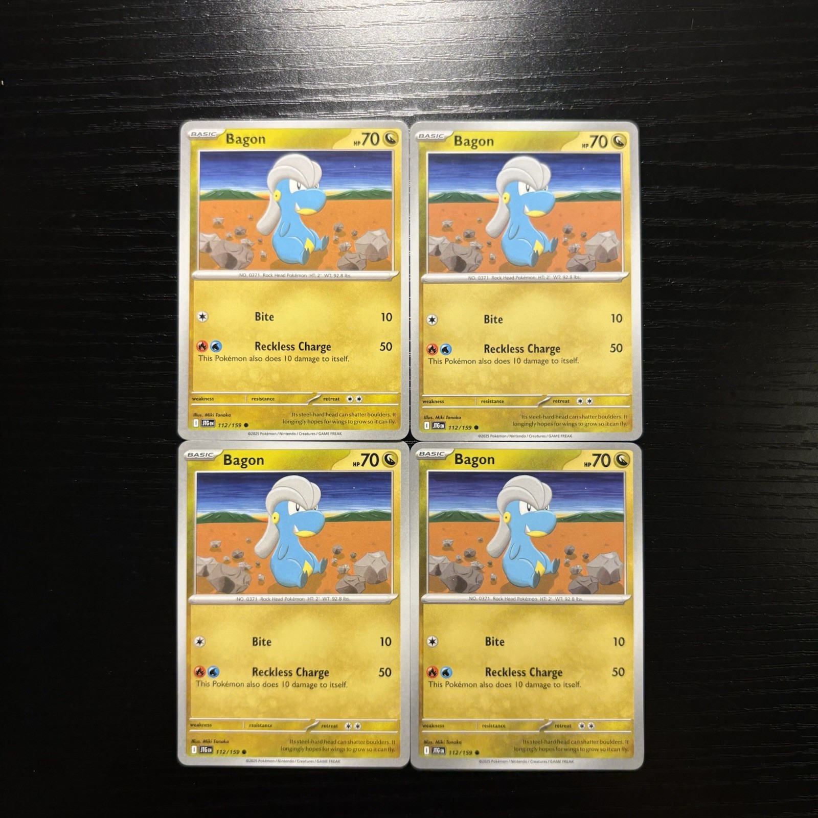 4x Bagon 112/159 Journey Together Pokemon Card Playset Common NM/Mint
