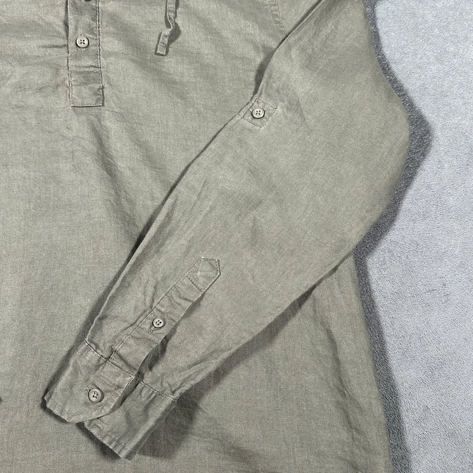 Camisa Pullover Onia Con Capucha Lino Para Hombres Mediana Verde Oliva Popover Resort Túnica Foto 4 de 4