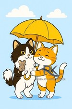 Katzenliebe – Herzliche Cartoon‑Illustration im Hochformat