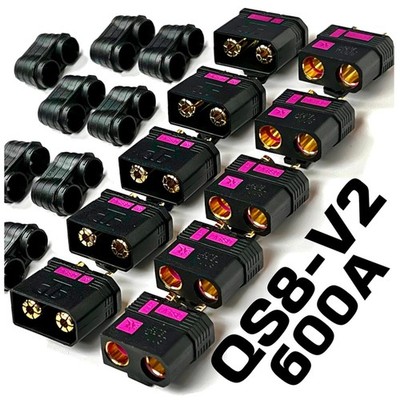 New QS8-V2 Anti-Spark Connector Set: 5 Male & Female Connectors with Wire Covers