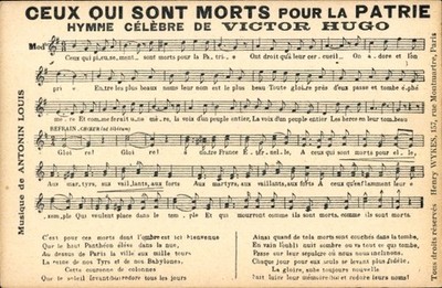 Lied CPA Ceux qui sont Morts pour la Patrie, Hymne celebre de... - 4820364