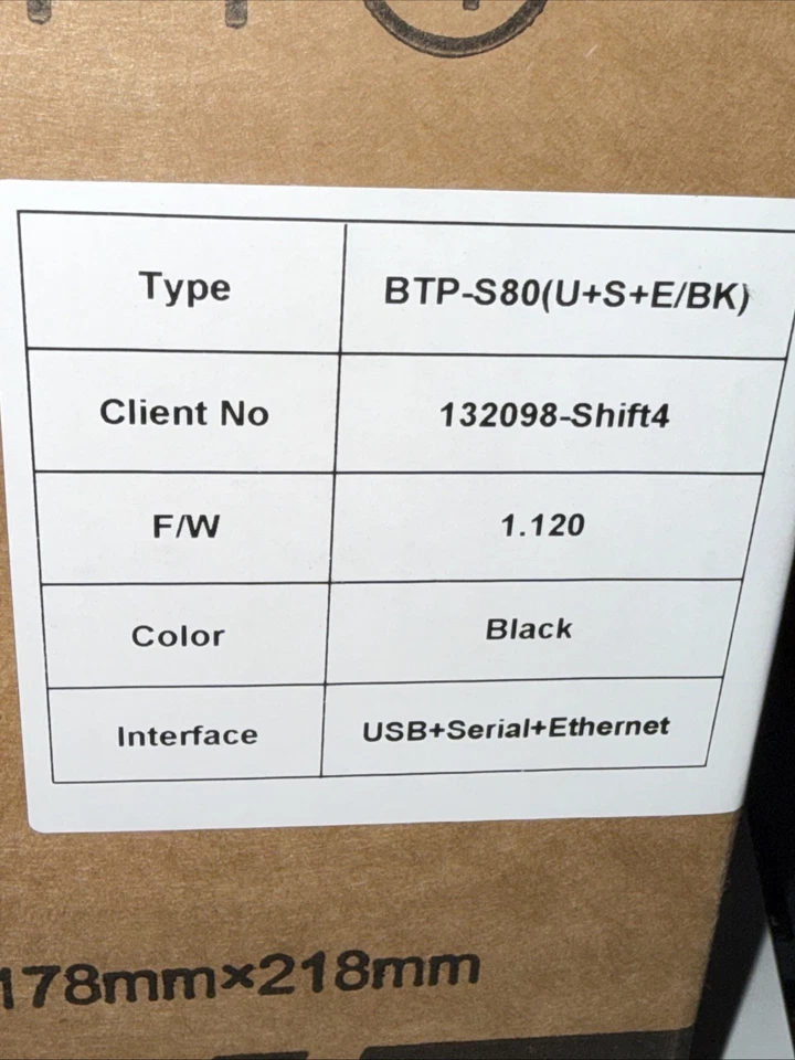 New Sealed Box SNBC BTP-S80 Black USB-Serial Thermal Receipt Printer for Shift 4 - Image 2 of 4