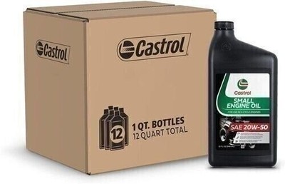 Castrol 20W50 Small Engine Oil For 4-Cycle Air Cooled Engines - 1 Quart, 12 Pack