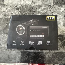 2.7K QHD Video Camcorder 16x Digital Zoom LCD Screen PC Camera Black