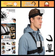 Hands-Free Mobile Phone Chest  Head Strap Mount Kit for Vlogging, Compatible wi