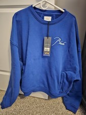 Rhude Mens Cursive Colbalt Blue Crewneck Sweatshirt