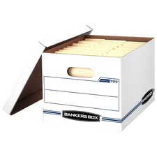 Bankers Box Basic Duty Letter/Legal File Storage Box with Lids, 10 Pack, White C