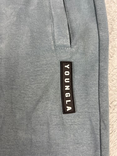 YoungLA Mens Size Small Fleece Tapered Drawstring Joggers Sweatpants Gym Blue - Picture 3 of 10
