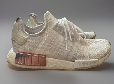 Adidas NMD R1 Metallic Stripes Womens size 8.5 White Athletic Running Sneakers
