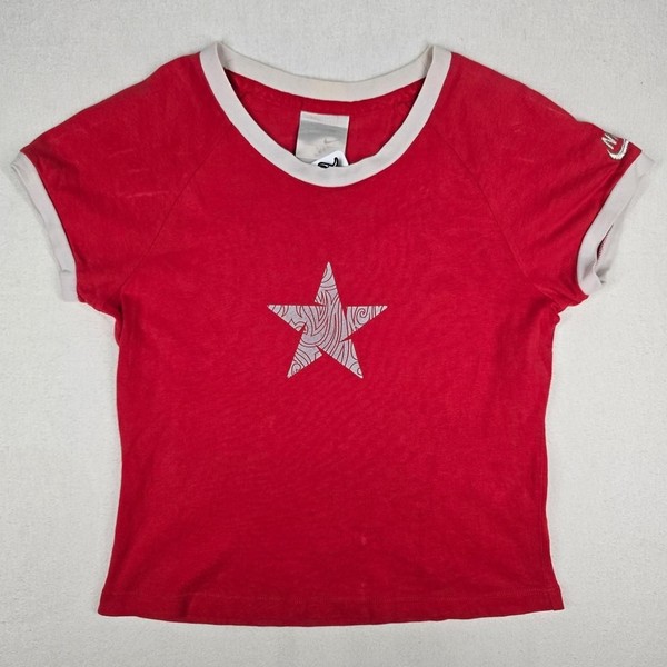Nike Vintage 2000s Y2K Ringer Baby Tee Star Graphic Small