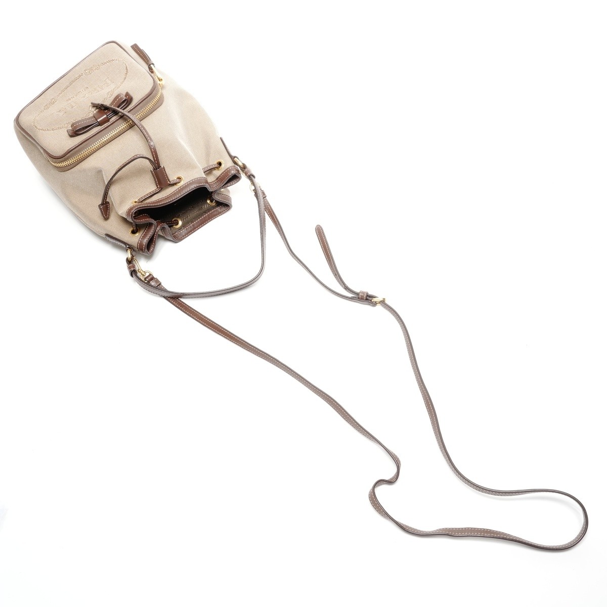 Authentic PRADA Jacquard logo drawstring bag Shou… - image 9