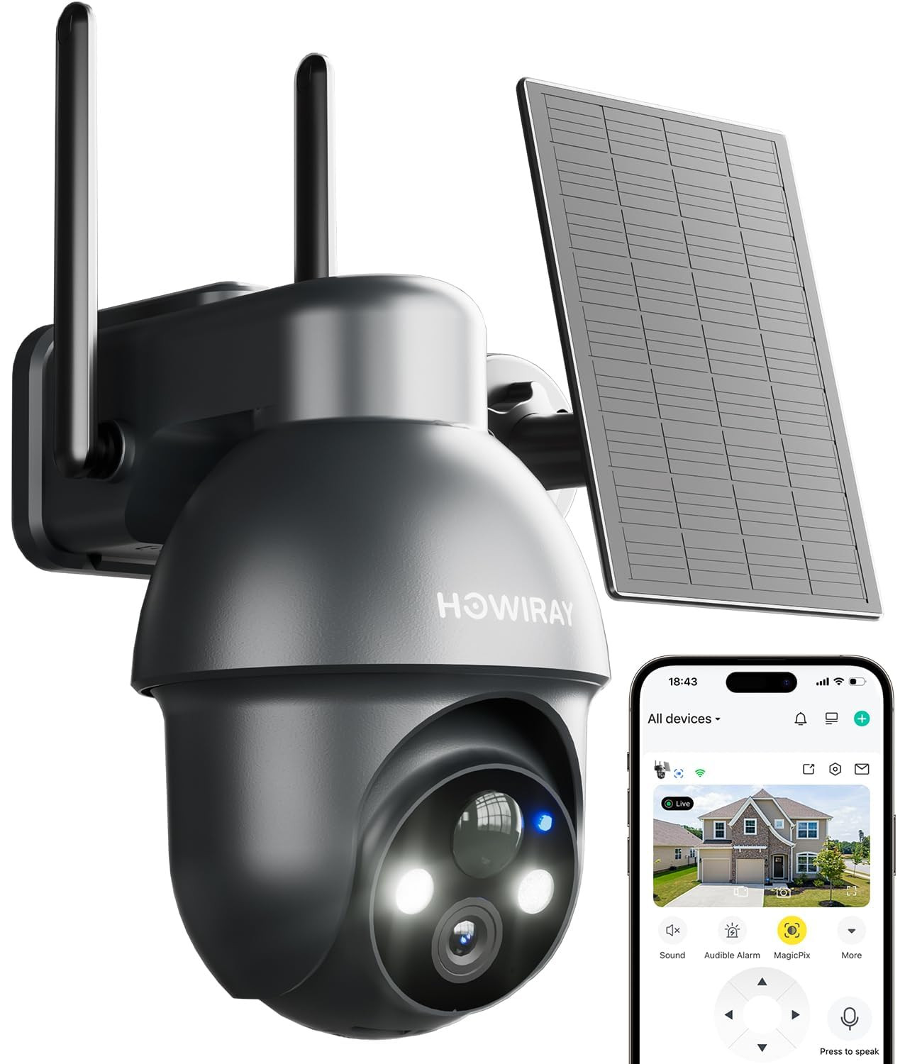 3MP Wireless Outdoor Solar Security Camera with 360° Panoramic View