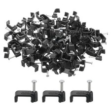 100 Pcs 12mm Square Cable Clips with Steel Nails Wire Clip for Cable Management