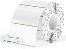 3x2 Inch Transparent Holographic Thermal Labels Stickers, Clear Self-Adhesive Di