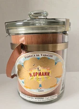 Vintage H Upmann Cedar Lined Glass Cigar Humidor Jar Rare