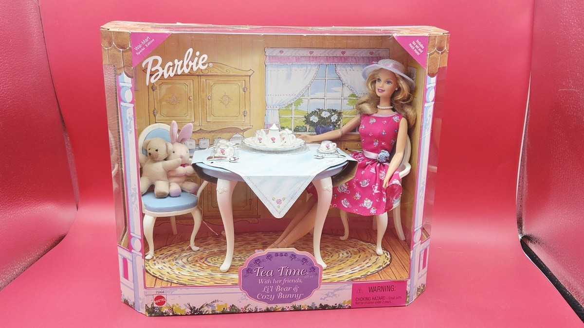 1999 Mattel Tea Time Barbie Lil Bear & Cozy Bunny Gift Set #25904