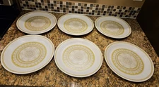 Set of 6 Vintage Franciscan Earthenware Hacienda Green Dinner Plates TV