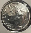 1961 10C Roosevelt Dime 90 % Silver / BU